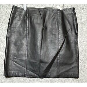 VTG Y2K Spiegel Black Leather Skirt Sz 16 Retro Rockabilly Biker Pinup EUC